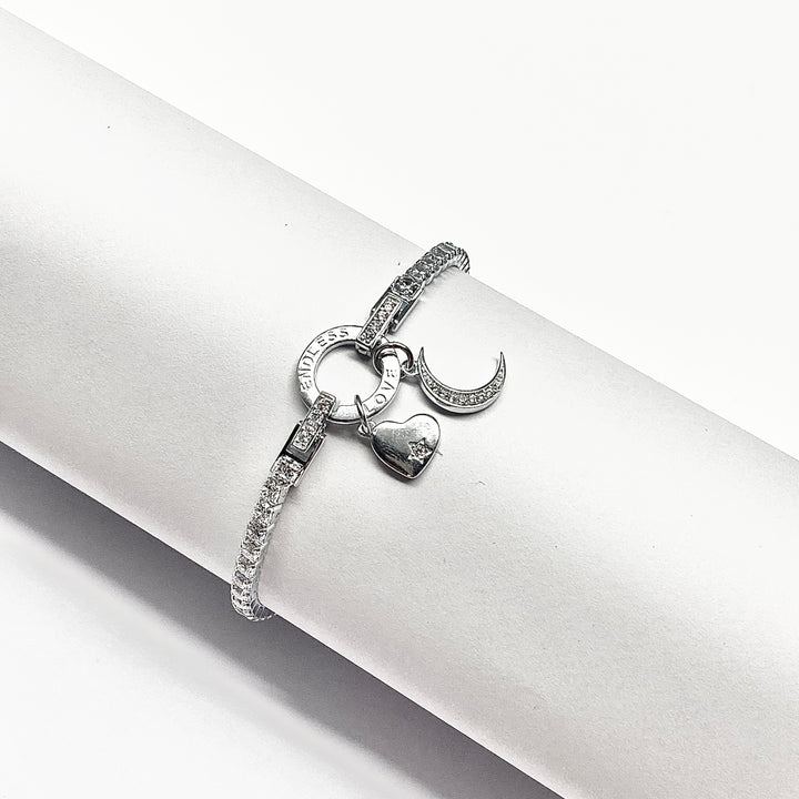 Pulsera de Plata Corazón y Luna | Nicola Joyería en Costa Rica