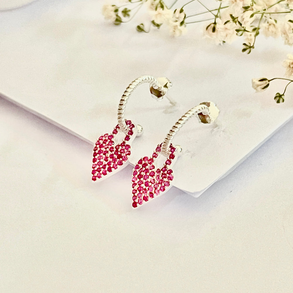 Aretes de Plata Corazón de Circonitas | Plata 925 en Costa Rica