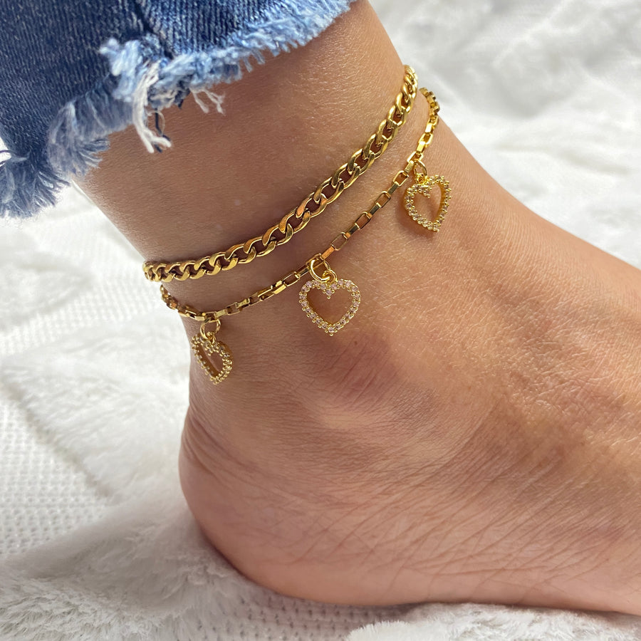 Tobillera Acero 🤍🤍🤍 Corazones | Nicola Joyería