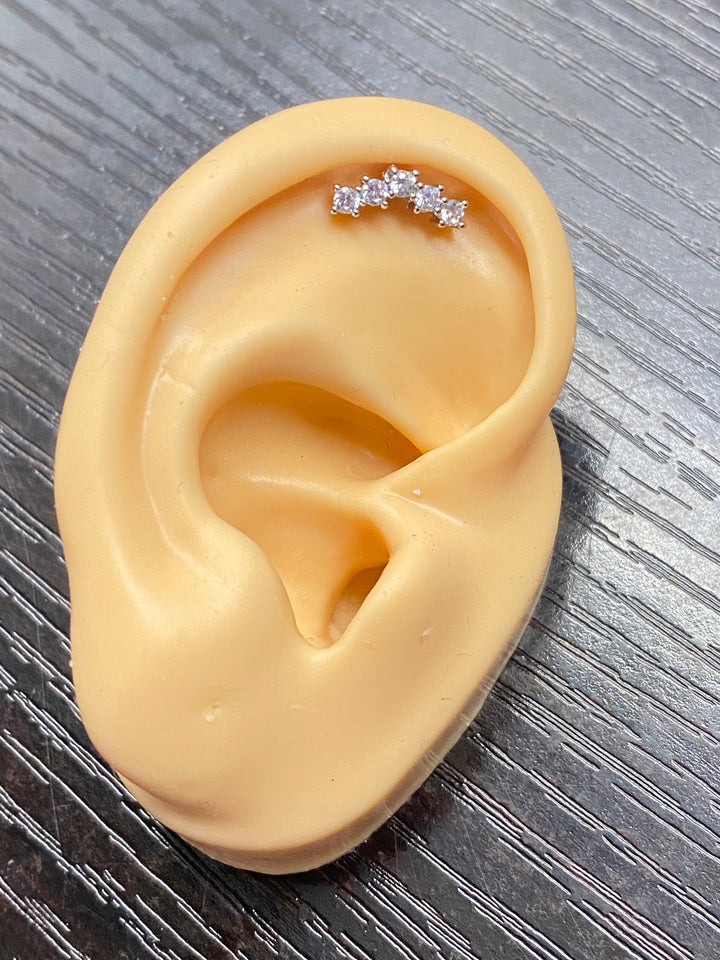 Arete Quirúrgico 💙 Curvo Plateado