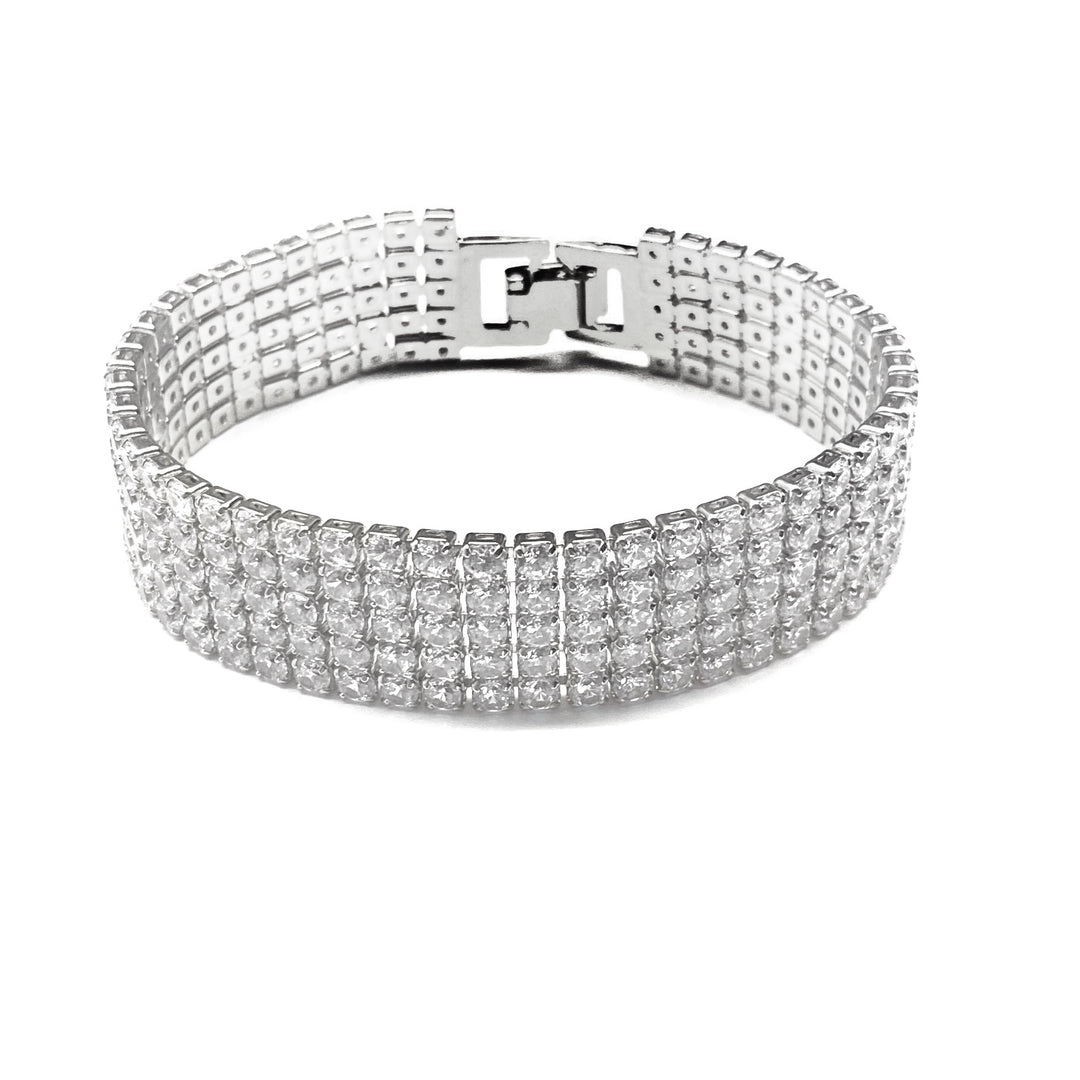 Pulsera Acero Circonias Cinco Filas