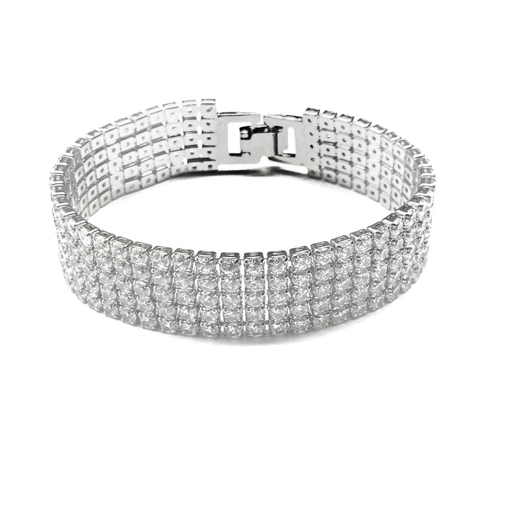 Pulsera Acero Circonias Cinco Filas