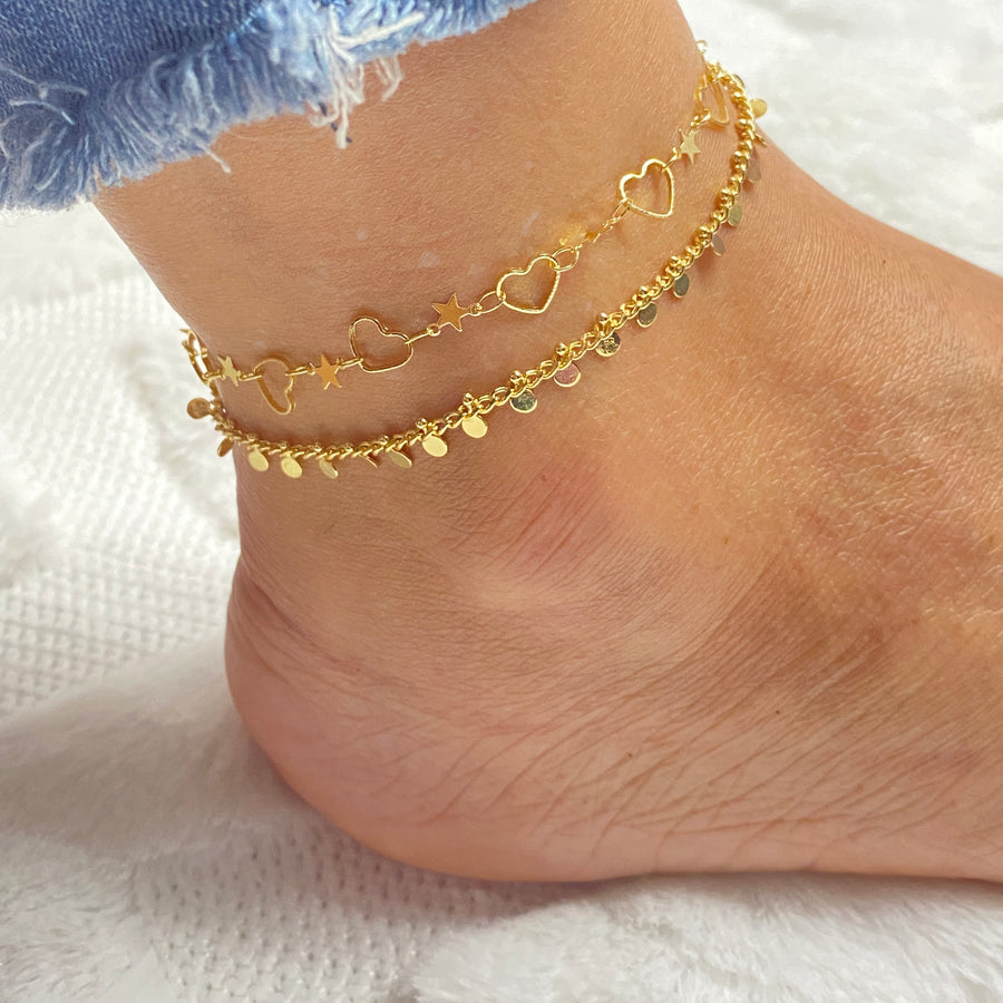 Tobillera Acero ❤️‍🔥⭐️ Corazones Estrellas | Nicola Joyería
