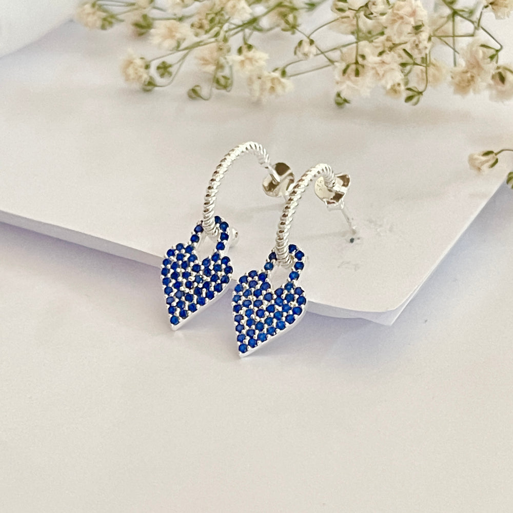 Aretes de Plata Circonitas Azules | Nicola Joyería en Costa Rica