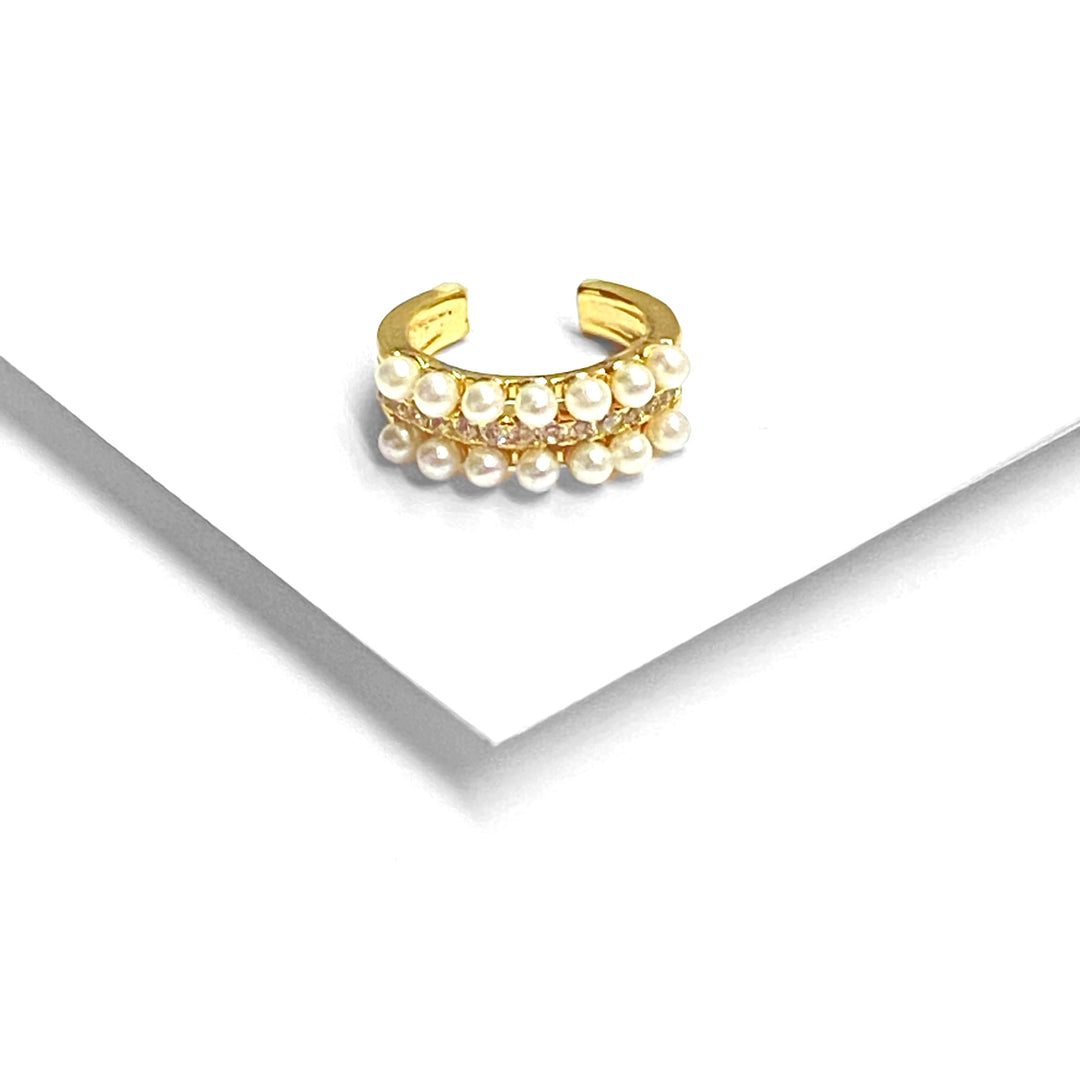 Ear Cuff con Perlas Blancas | Nicola Joyería