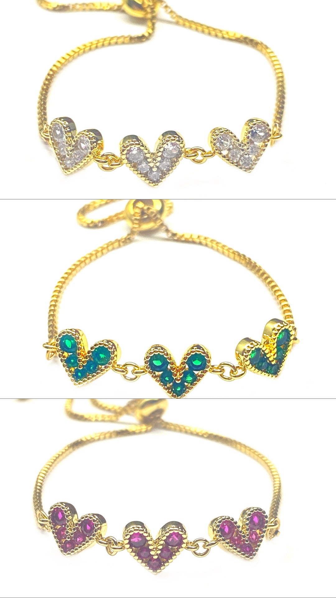 Pulsera Acero 🤍 Corazón Dorado Blanco