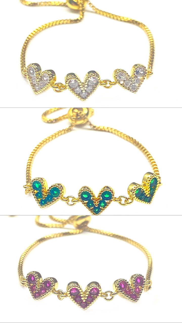 Pulsera Acero 🤍 Corazón Dorado Blanco