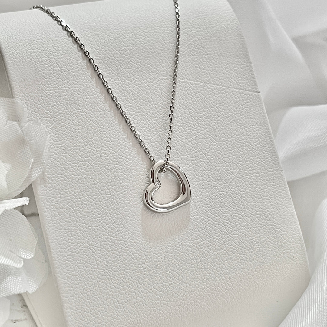 Collar Plata ❤️ Corazón Liso Borde | Nicola Joyería 
