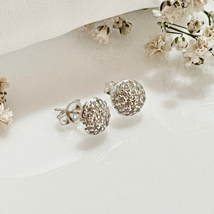 Aretes de Plata Circonita 7MM | Nicola Joyería