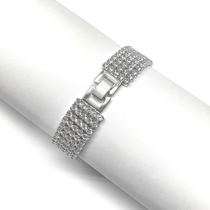 Pulsera Acero Circonias Cinco Filas