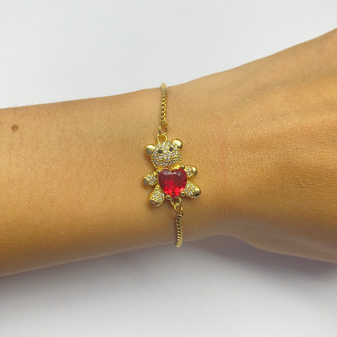 Pulsera Acero 🧸❤️ Osito Rojo