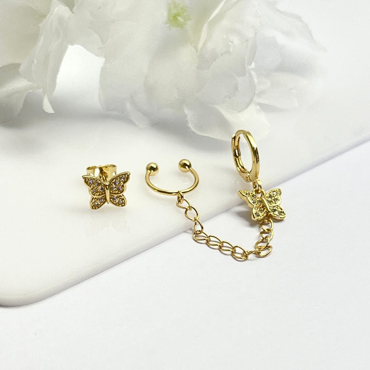 Aretes de Acero Mariposa 🦋 Cadena| Nicola Joyería 