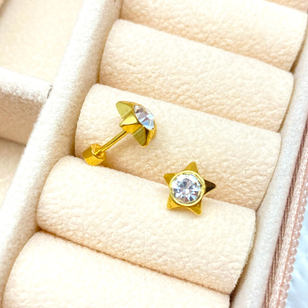 Aretes de Acero Estrellas Lisas