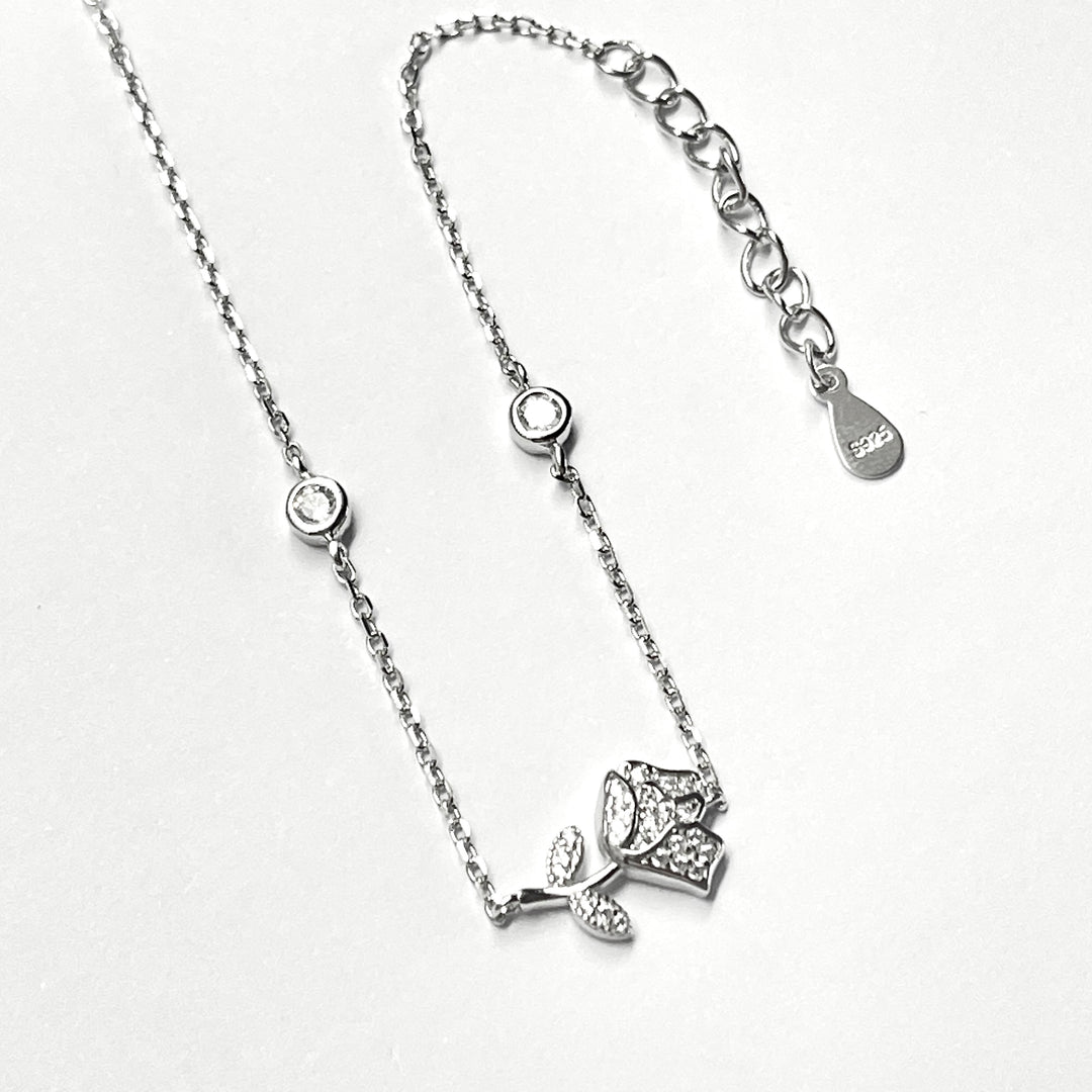 Pulsera Plata 🌹Rosa Grande