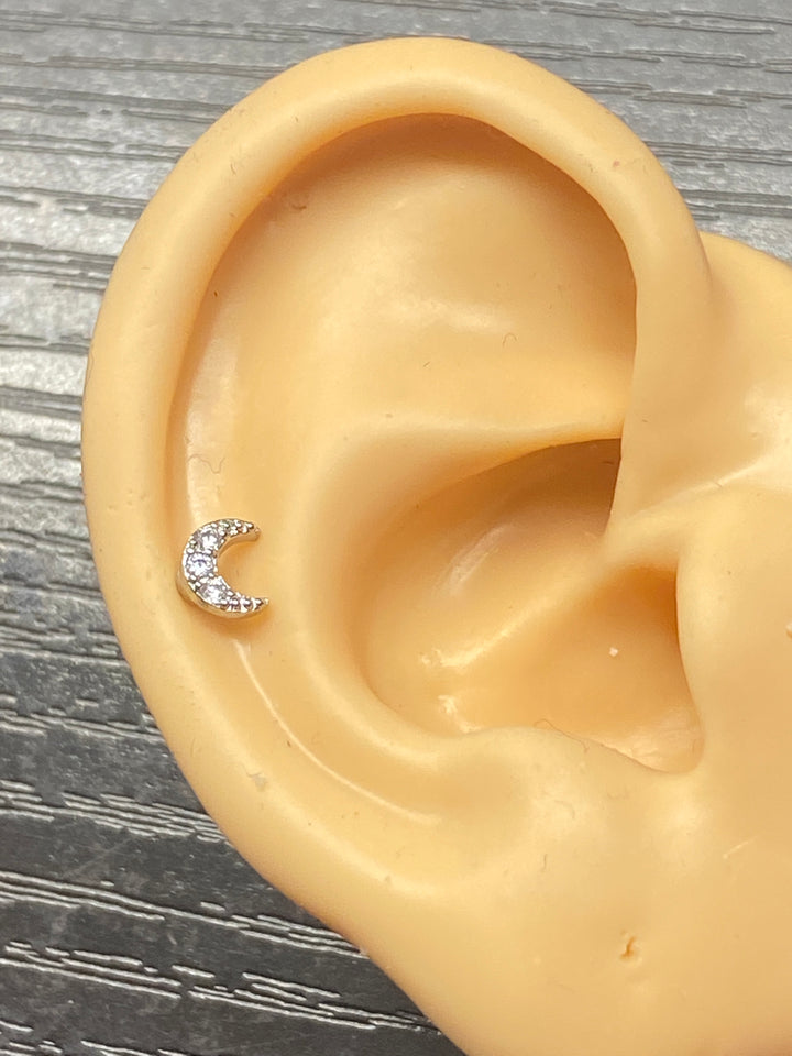 Arete Quirúrgico 🌙 Luna Plateado