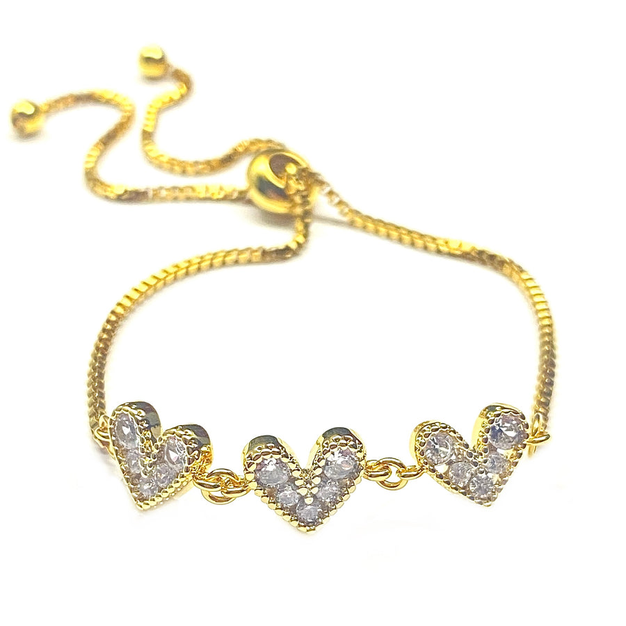 Pulsera Acero 🤍 Corazón Dorado Blanco