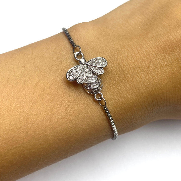 Pulsera Acero 🐝 Abeja Plateada