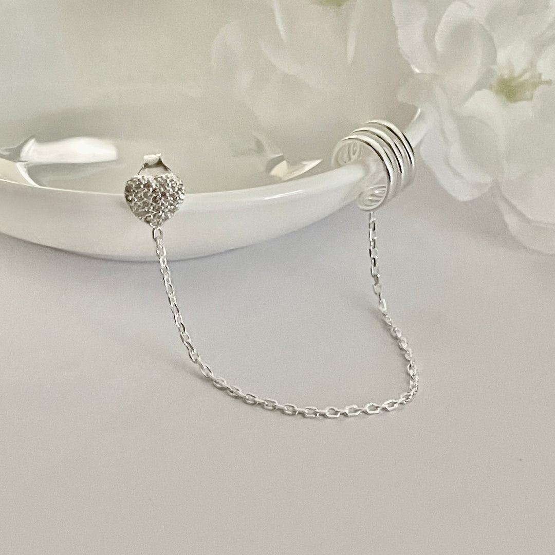 Arete de Plata Escalador Cadena Corazón 💓