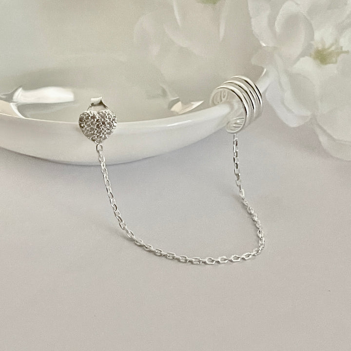 Arete de Plata Escalador Cadena Corazón 💓