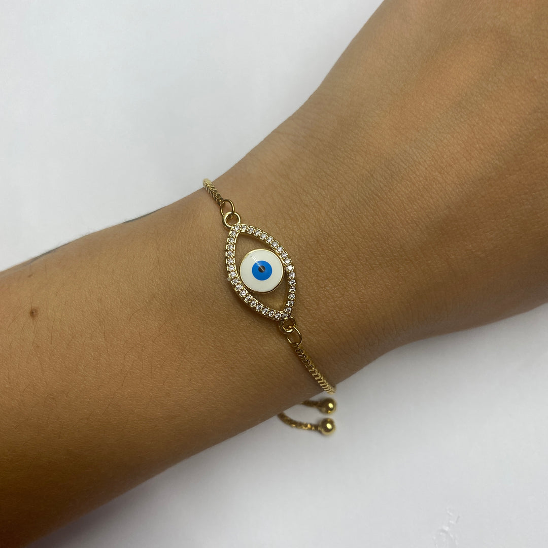 Pulsera Acero 👁 Ojo Dorado