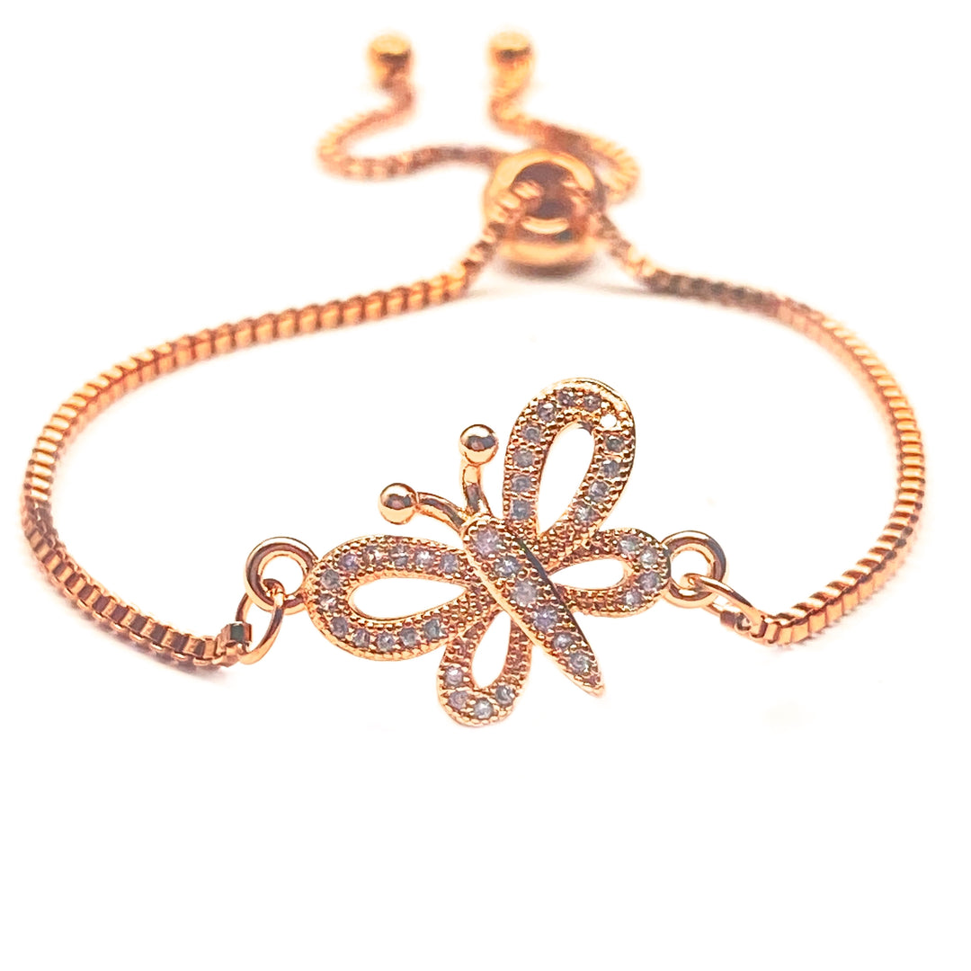Pulsera Acero Libélula Oro Rosa