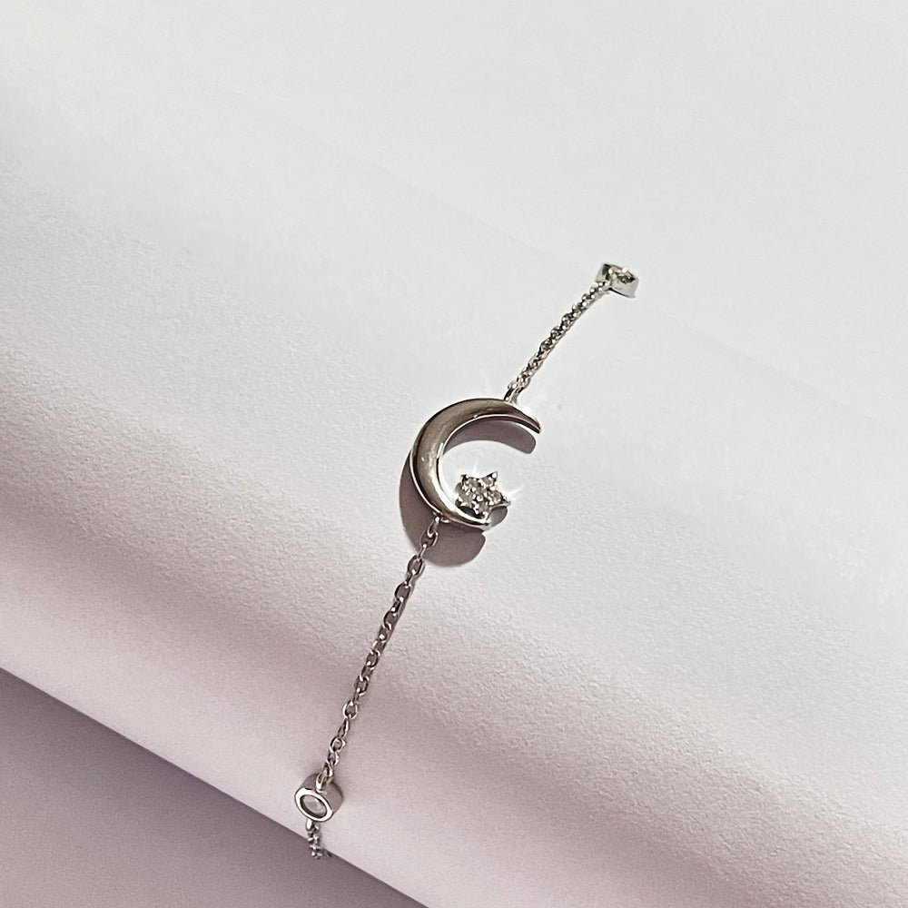 Pulsera Plata 🌙⭐️ Luna Estrella Brillo | Nicola Joyería 