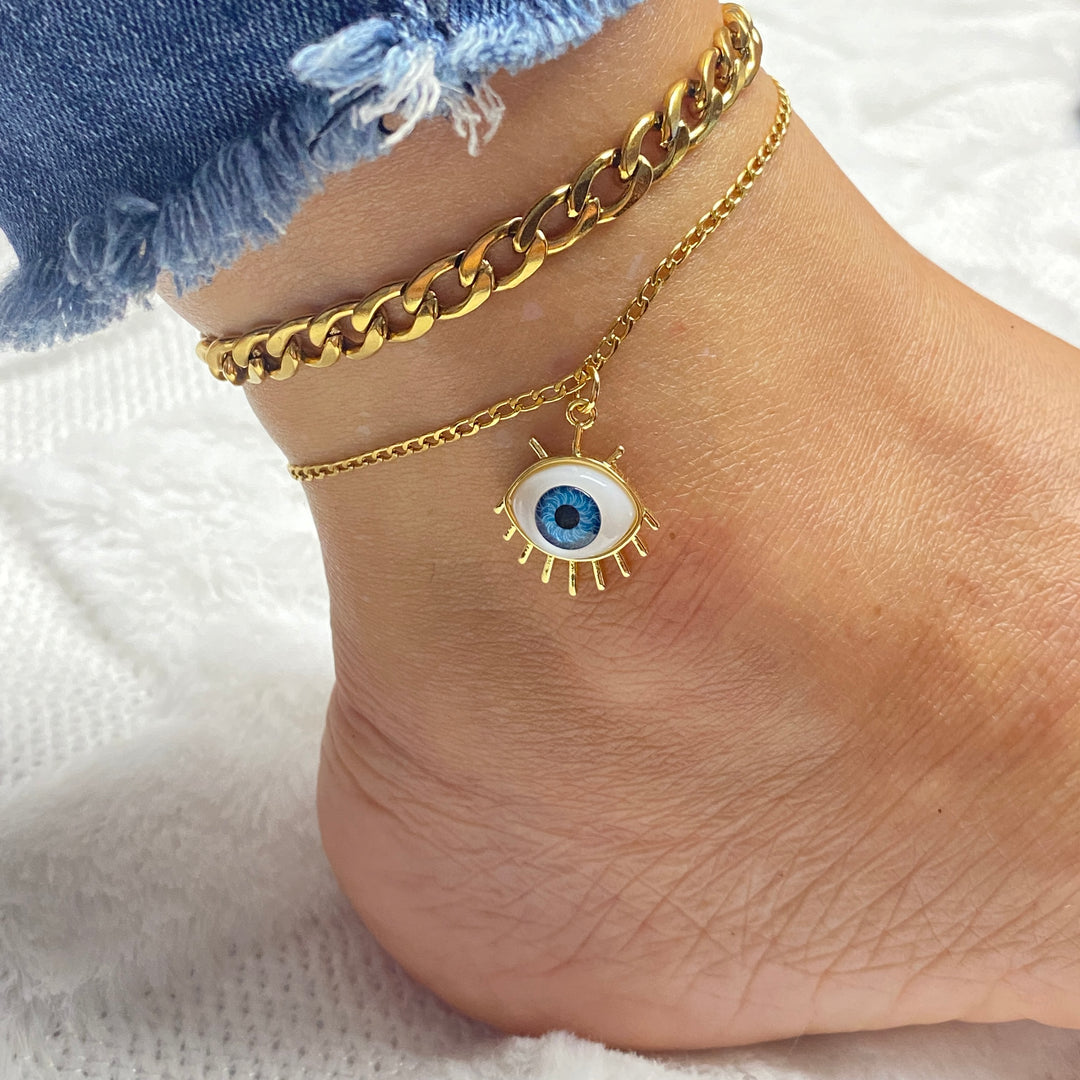 Tobillera Acero 👁 Ojo | Nicola Joyería 