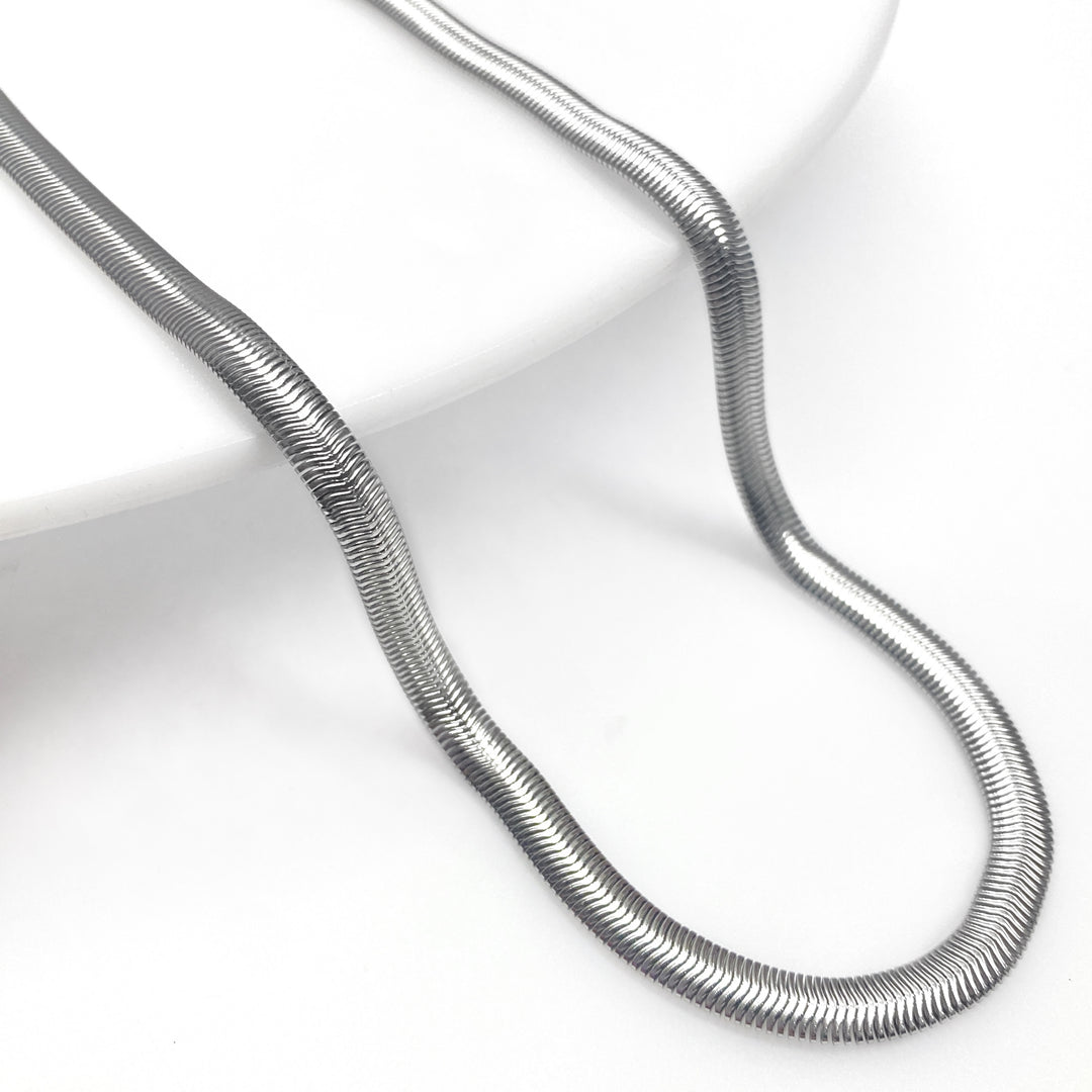 Cadena Acero 🐍 Panza Culebra 6MM Plateada | Nicola Joyería