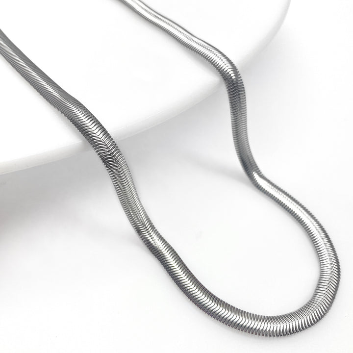 Cadena Acero 🐍 Panza Culebra 6MM Plateada | Nicola Joyería