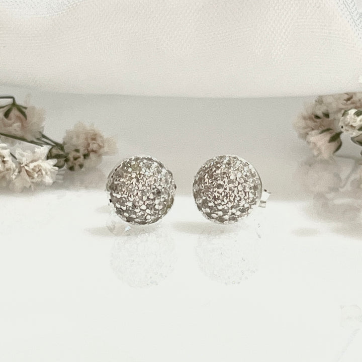 Aretes de Plata Circonita 7MM | Nicola Joyería