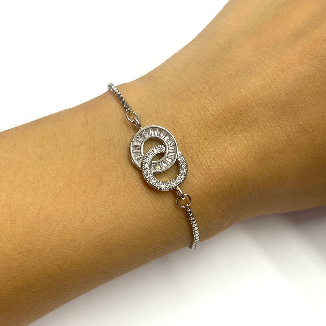 Pulsera Acero 🔗 Doble Círculo Plateado