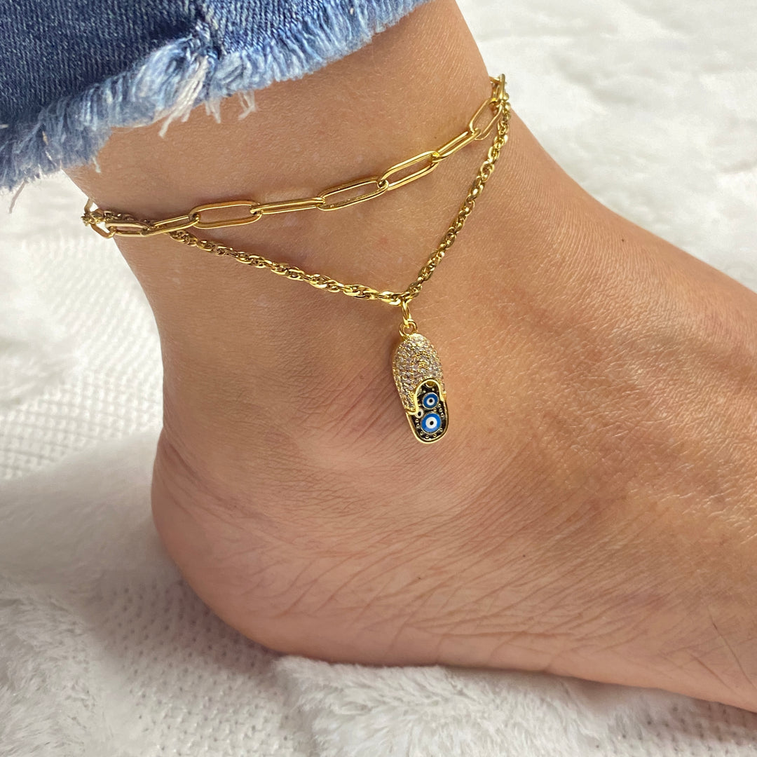 Tobillera Acero 🩴🧿 Sandalia Ojo | Nicola Joyería