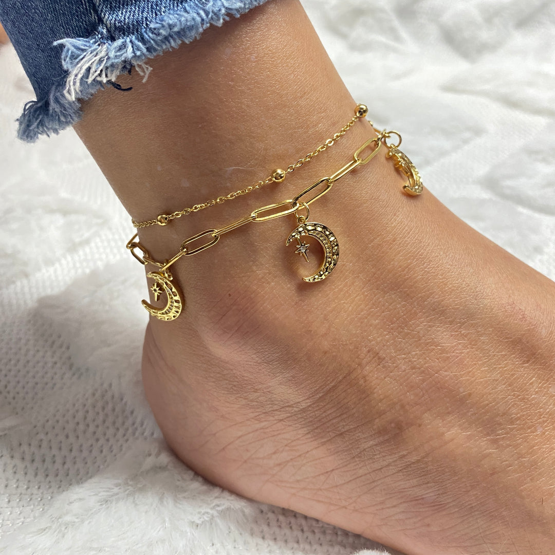 Tobillera Acero ☪️ Luna Estrella | Nicola Joyería