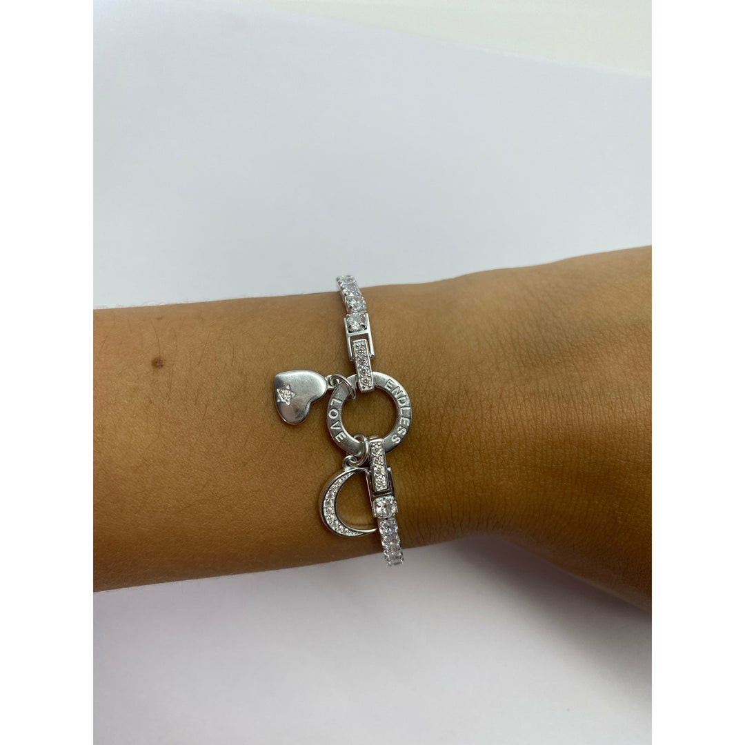 Pulsera de Plata Corazón y Luna | Nicola Joyería
