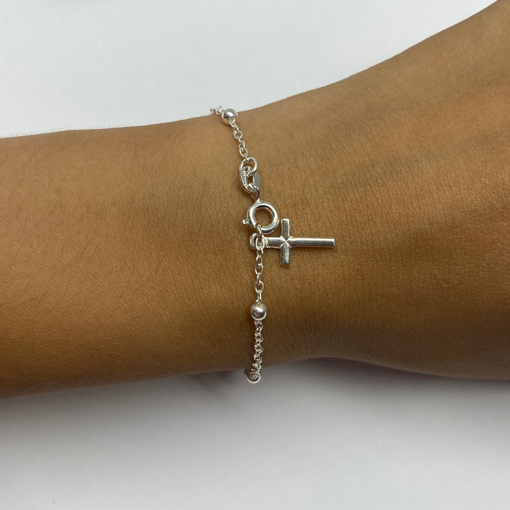 Pulsera de Plata Rosario 19CM Ajustable | Plata 925