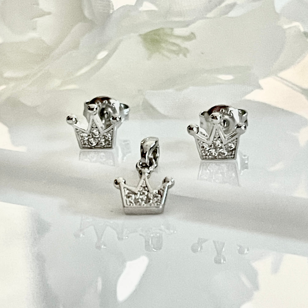 Juego Plata 👑Corona Pequeña |Nicola Joyería 