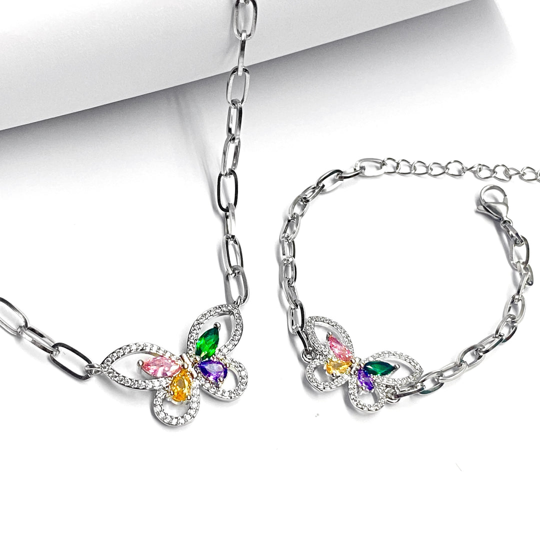 Collar y Pulsera Mariposa 🦋 Plateado