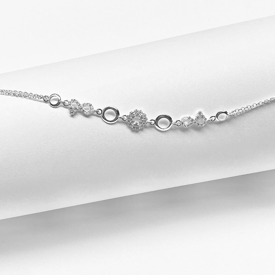 Pulsera de Plata Infinito y Corazones | Plata 925 en Costa Rica