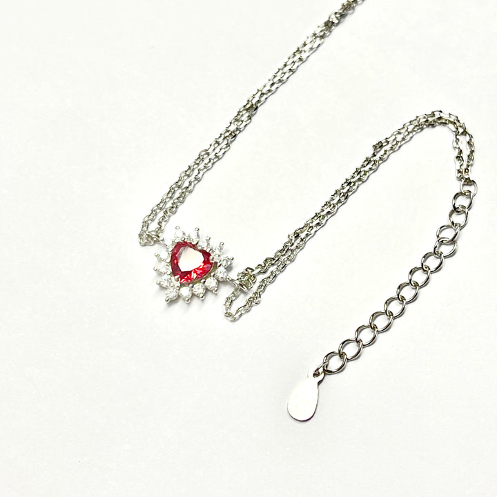 Pulsera Plata ❤️Corazón Rojo Vivo