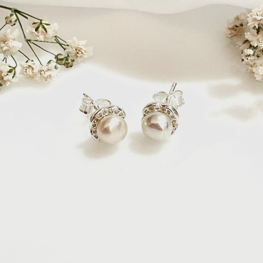 Aretes de Plata con Perla Cultivada 8MM | Plata 925