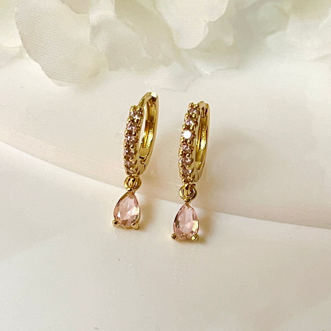 Huggies de Acero 💧Gota Rosita | Nicola Joyería 