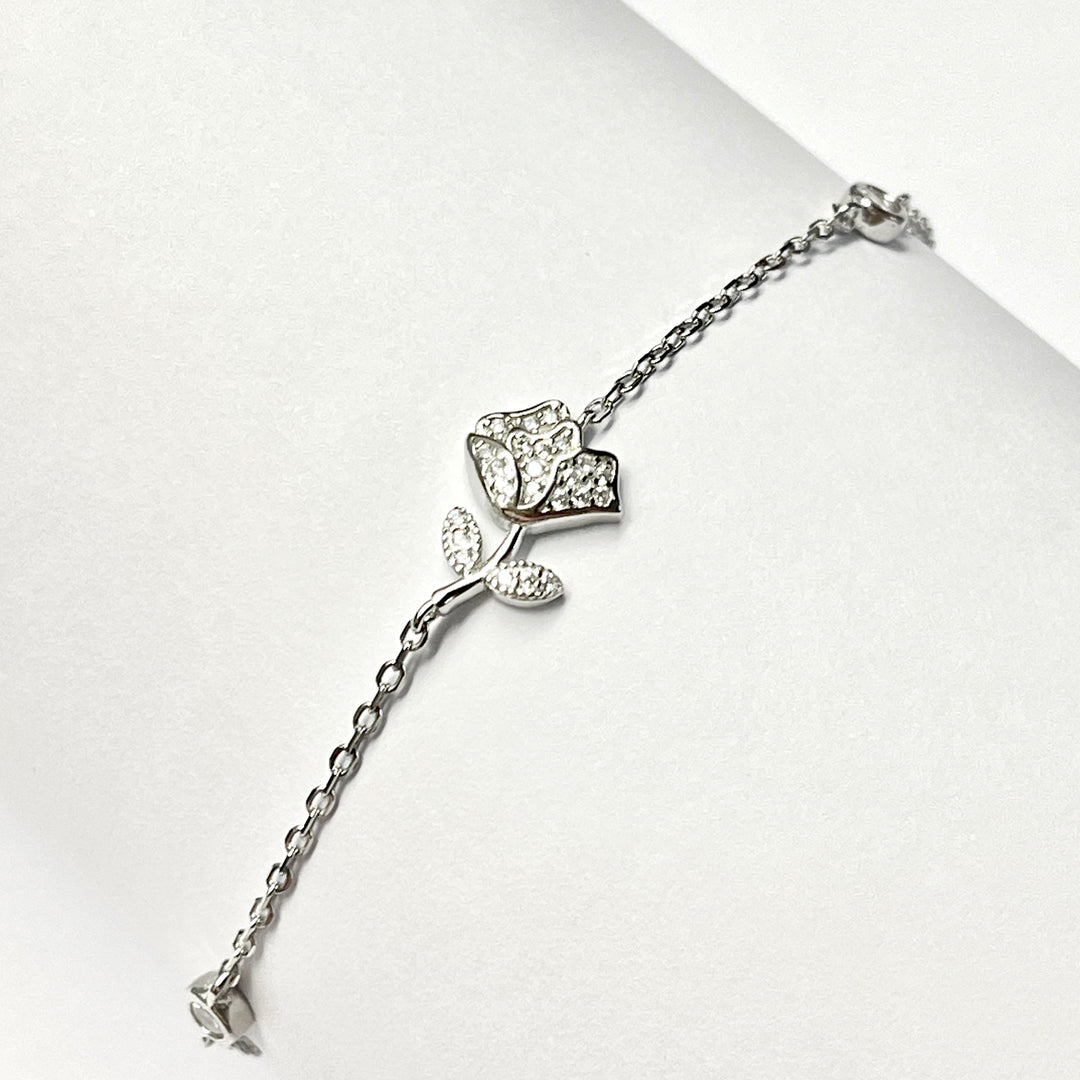 Pulsera Plata 🌹Rosa Grande