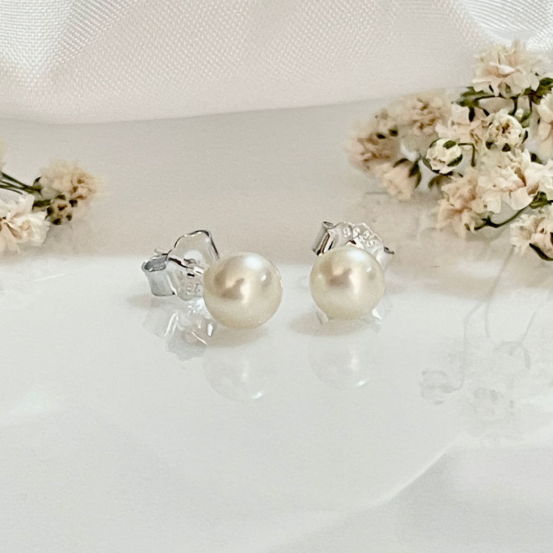🤍 Aretes de Plata 925 con Perlas Cultivadas Blancas 🤍 