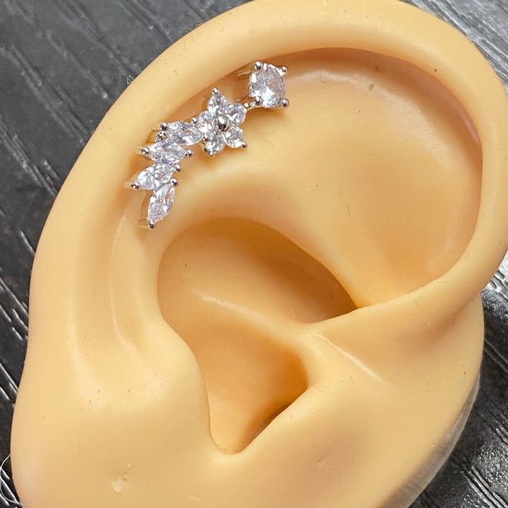 Arete Quirúrgico 🌺 Flor Plateado