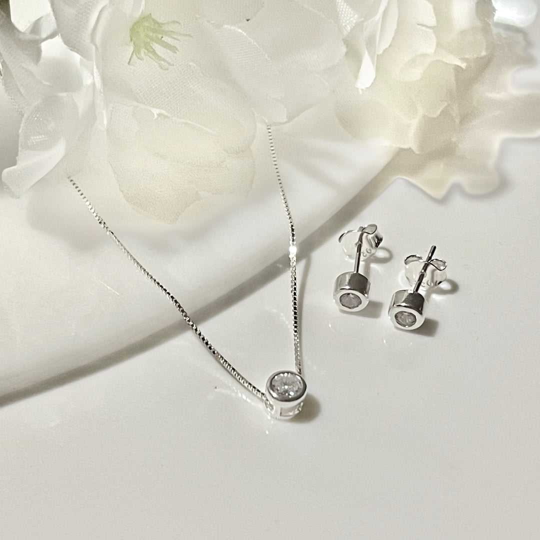 Juego Plata ⚪️Mini Circulo Blanco | Nicola Joyería 