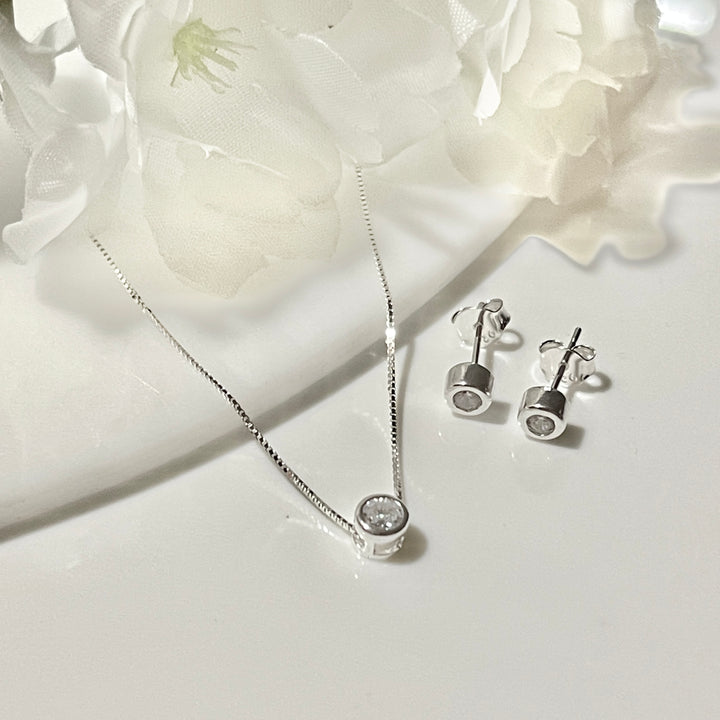 Juego Plata ⚪️Mini Circulo Blanco | Nicola Joyería 