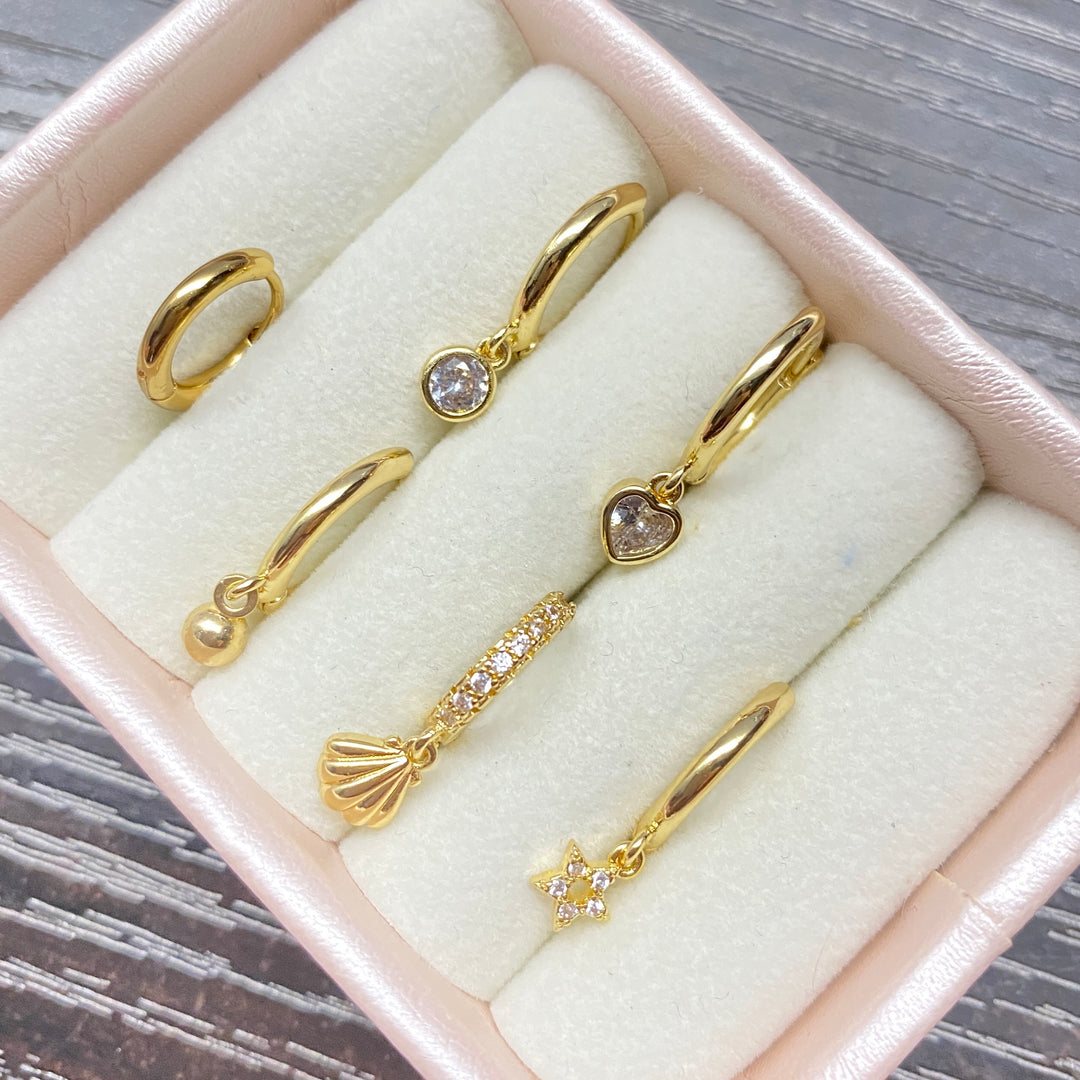 Trio Aretes de Acero Dorados | Nicola Joyería