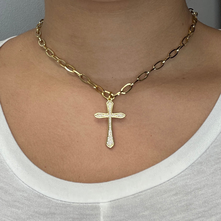 Gargantilla de Acero Cruz Brillo ✝️ | Nicola Joyería 