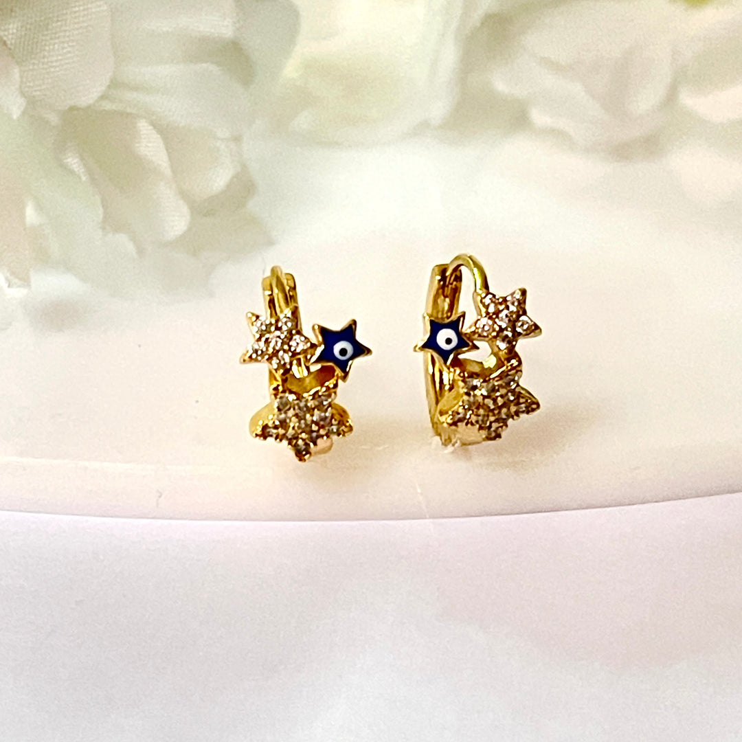 Huggies de Acero 🧿Ojo Turco Azul | Nicola Joyería 