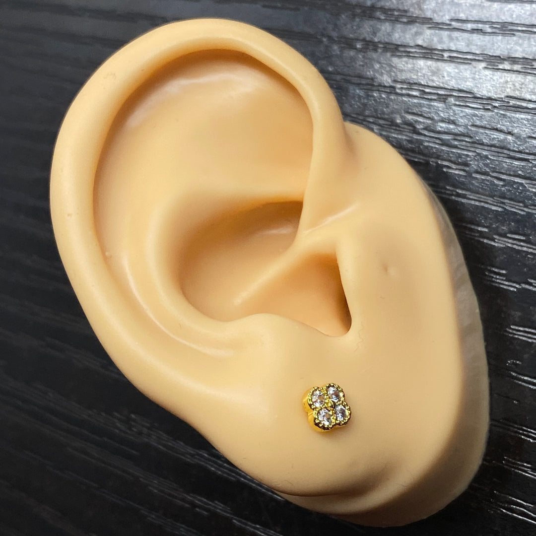 Arete Quirúrgico 🌺 Flor Dorado | Nicola Joyería